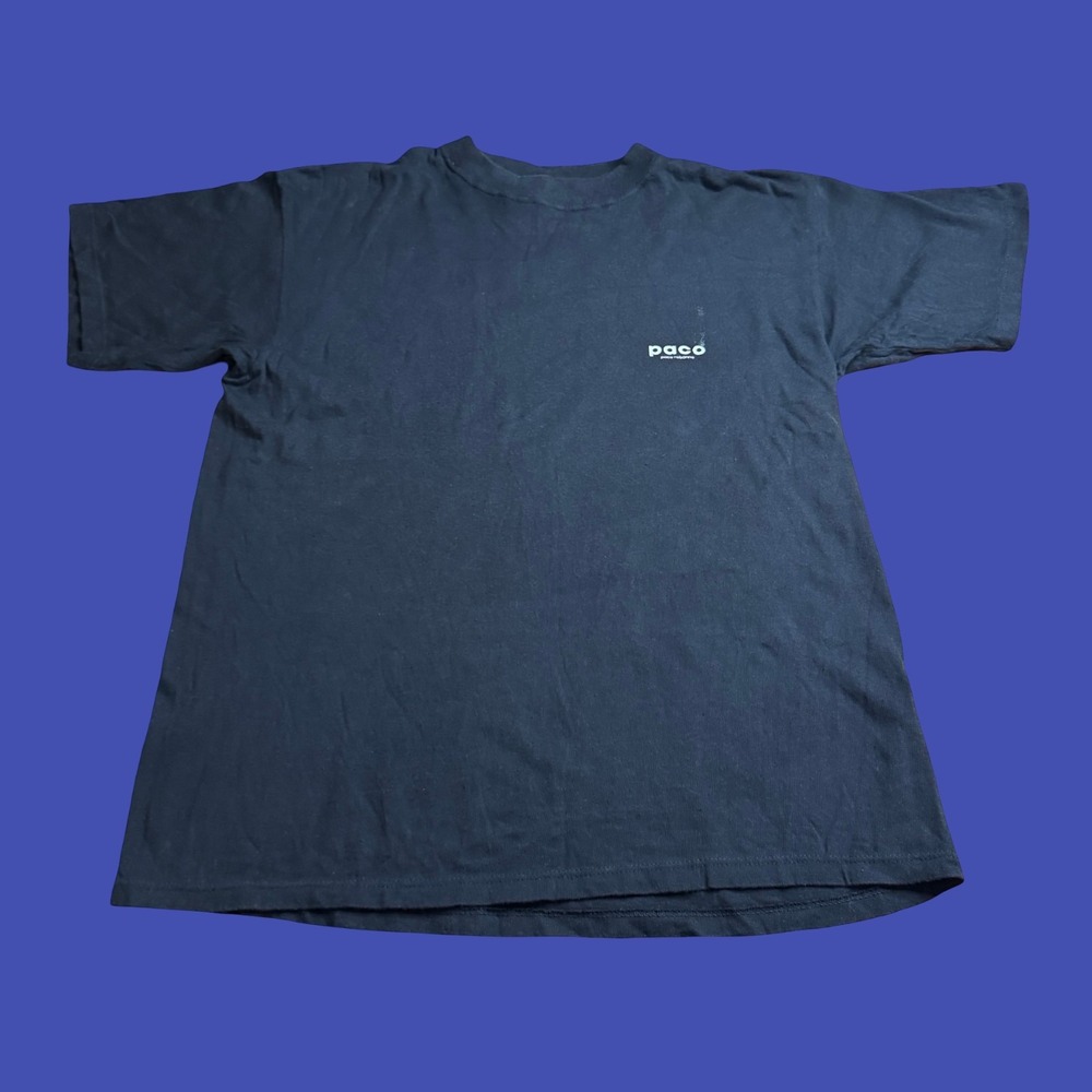 Vintage Paco Rabanne Designer T Shirt Large Cotton Luxury Logo Stretch